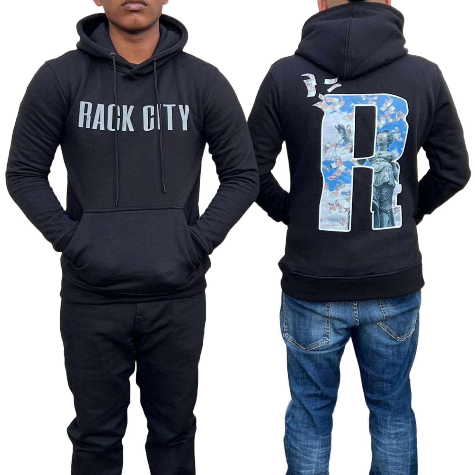 Rack City Reflective Black Hoodie Jumper R Design